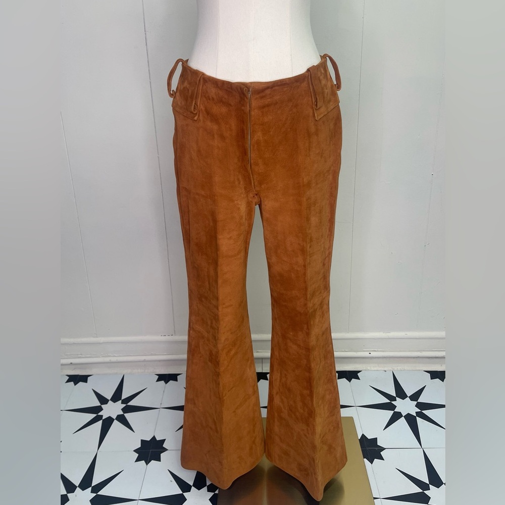 Vintage 1970’s Ted Lapidus Unisex Suede Trench Coat & Matching Flare Pant - Picture 4 of 9
